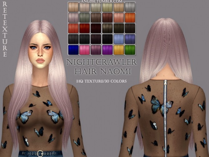 Sims 4 Nightcrawlers Naomi hair retexture at Angissi