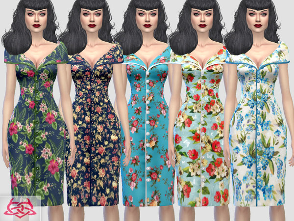 Sims 4 Paloma dress v. Tubo RECOLOR floral by Colores Urbanos at TSR