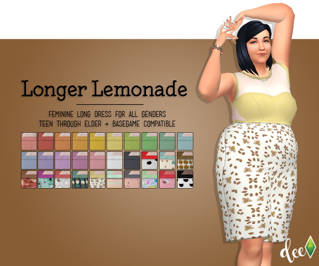 Sims 4 Longer Lemonade for Each Other Dress at Deetron Sims