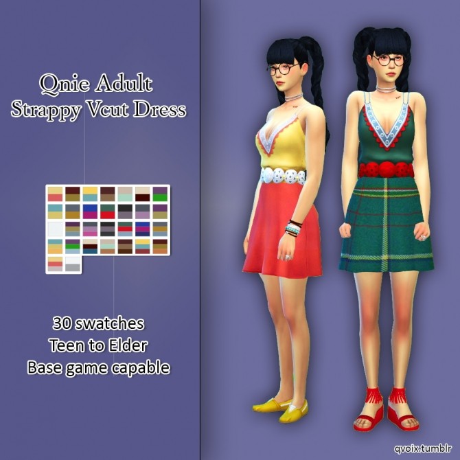 Sims 4 Qnie Strappy Vcut Dress at qvoix – escaping reality