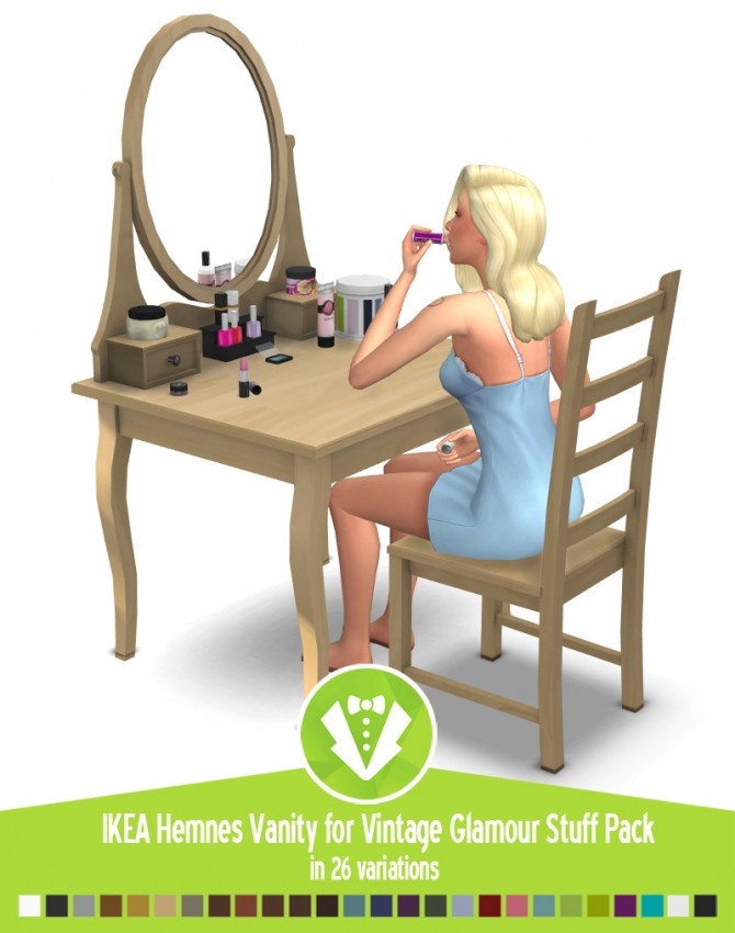 Sims 4 Hemnes Vanity for Vintage Glamour Stuff Pack at Around the Sims 4