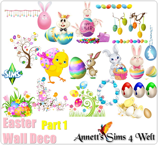 Sims 4 Easter Wall Deco Part 1 at Annett’s Sims 4 Welt