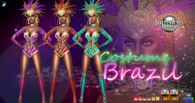 Sims 4 Brazil costume at Jomsims Creations