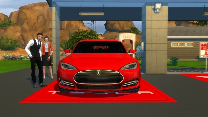 Sims 4 Tesla Model S at LorySims