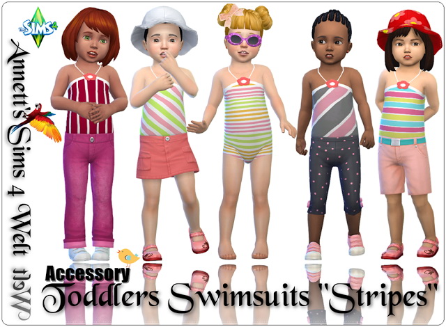 Sims 4 Stripes Toddler Swimsuits at Annett’s Sims 4 Welt