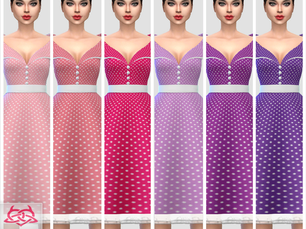 Sims 4 Paloma dress polka dots recolors by Colores Urbanos at TSR