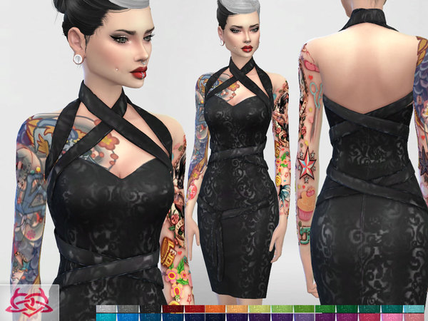 Sims 4 Set 3 dress, hair, shoes by Colores Urbanos at TSR
