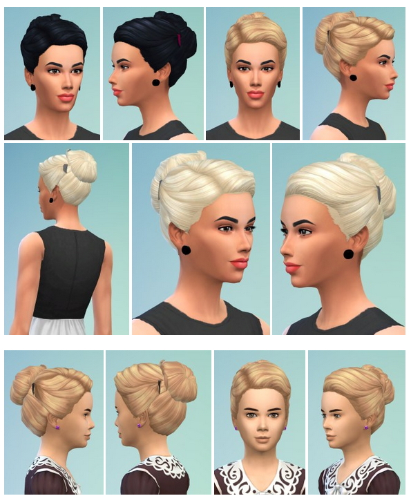Sims 4 Lady’s and Girl’s Hair Bun with Clips at Birksches Sims Blog