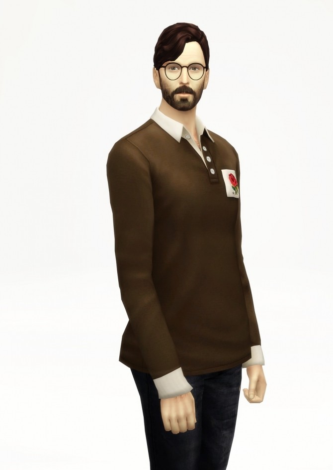 Sims 4 Appliqued cotton jersey polo shirt at Rusty Nail