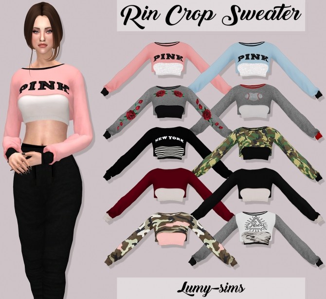 Sims 4 Rin Crop Sweater at Lumy Sims