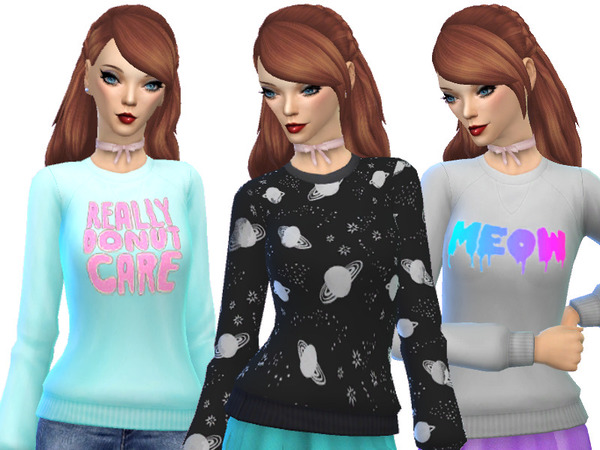 Sims 4 Super Snazzy Tumblr Themed Sweaters by Wicked Kittie at TSR