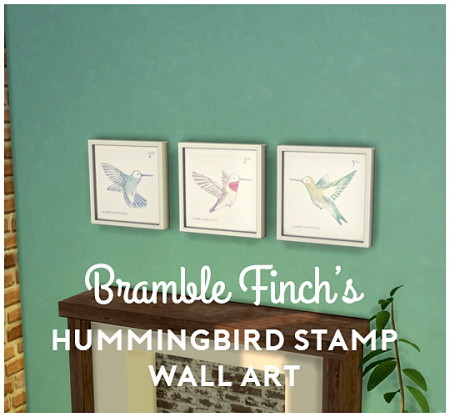 Hummingbird Stamp Art by BrambleFinch at SimsWorkshop