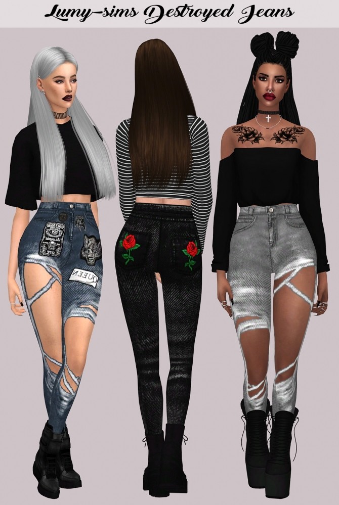 Sims 4 Destroyed Jeans at Lumy Sims