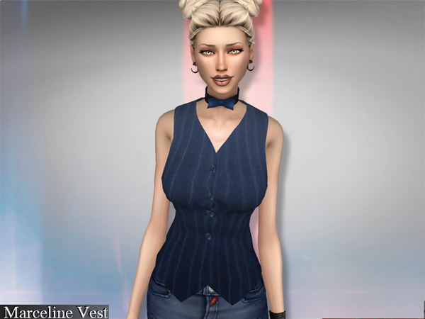 Sims 4 Marceline Outfit Top, Vest, Pants by Genius666 at TSR
