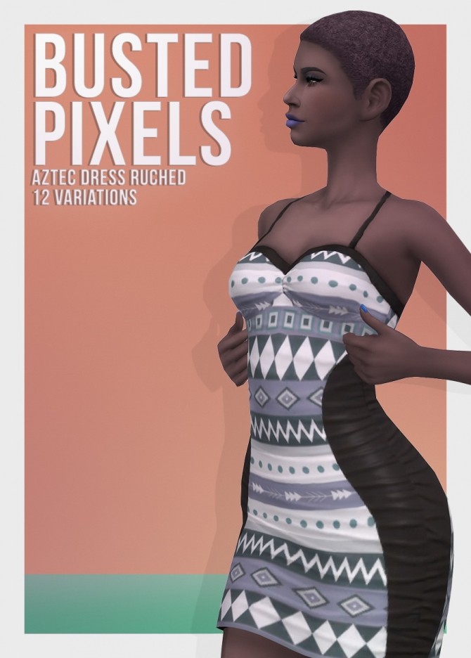 Sims 4 AZTEC DRESS RUCHED at Busted Pixels