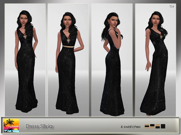 Sims 4 Silvia dress by Elfdor at TSR