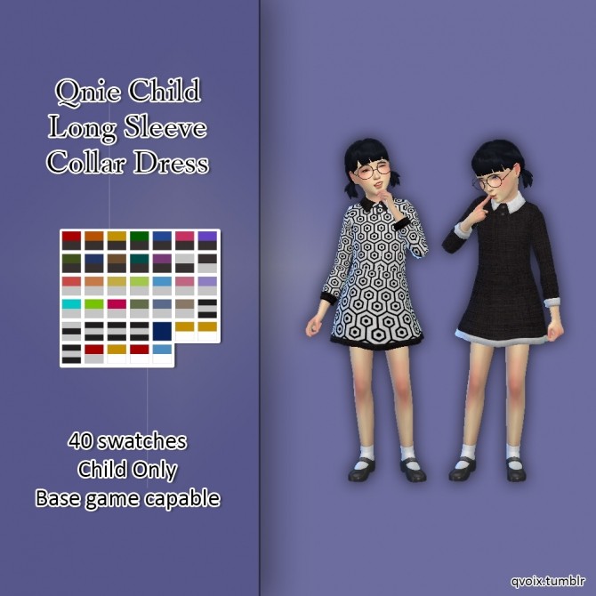Sims 4 Long Sleeve Collar Dress at qvoix – escaping reality