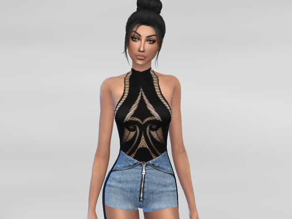 Sims 4 Outfit with leather chaps by Puresim at TSR