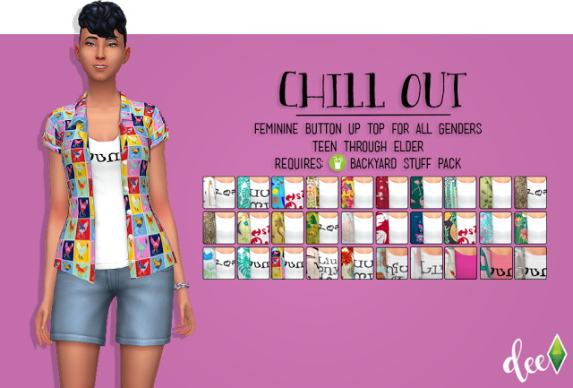 Sims 4 Chill Out Button up Shirt Recolors at Deetron Sims