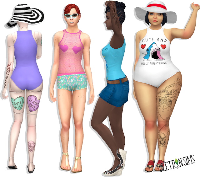 Sims 4 Shark Outta Water Bodysuit as Top at Deetron Sims