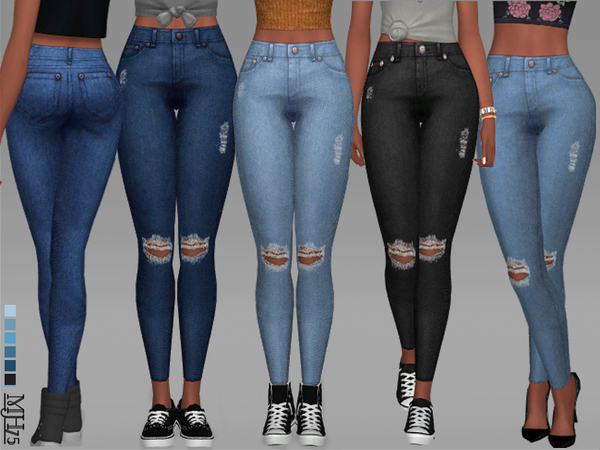 High Waisted Ripped Jeans By Margeh 75 At Tsr Sims 4 Updates