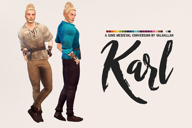Sims 4 Karl male outfit conversion from the Sims Medieval at Valhallan
