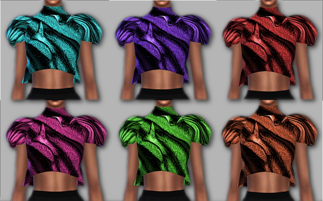 Sims 4 IRMA CROP TOP WITH LARGE SLEEVE at Blue8white