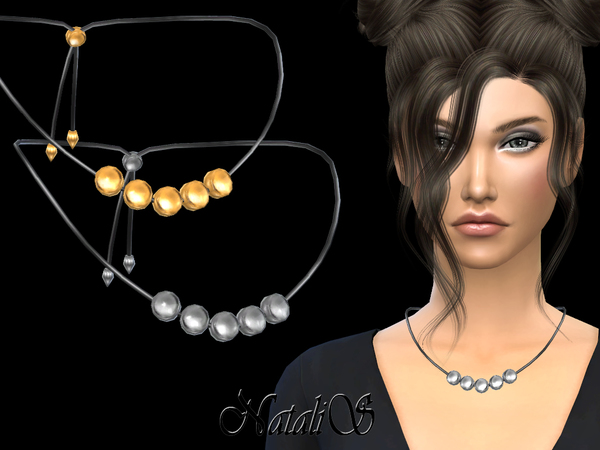 Sims 4 Flat Beads Necklace by NataliS at TSR