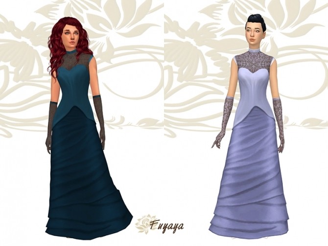 Sims 4 Vampire dress and gloves by Fuyaya at Sims Artists