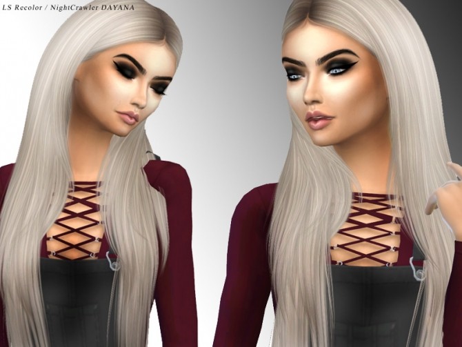 Sims 4 Nightcrawlers Dayana Hair LS Recolor by xLovelysimmer100x at SimsWorkshop