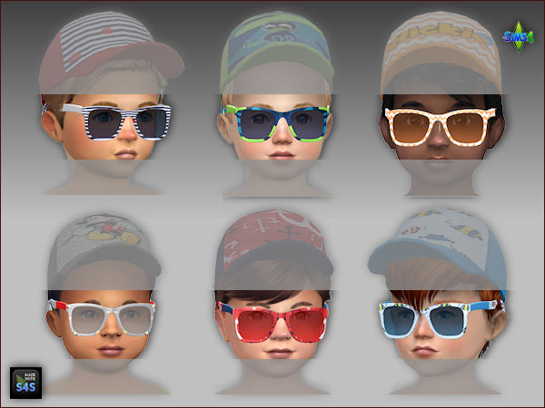 Sims 4 6 swimtrunks, caps and sunglasses for toddlers (boys) at Arte Della Vita