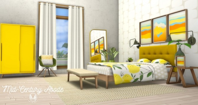 Sims 4 Mid Century Abode: Add on Bedroom Set at Simsational Designs