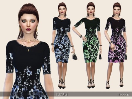 Fleurs dress by Paogae at TSR » Sims 4 Updates