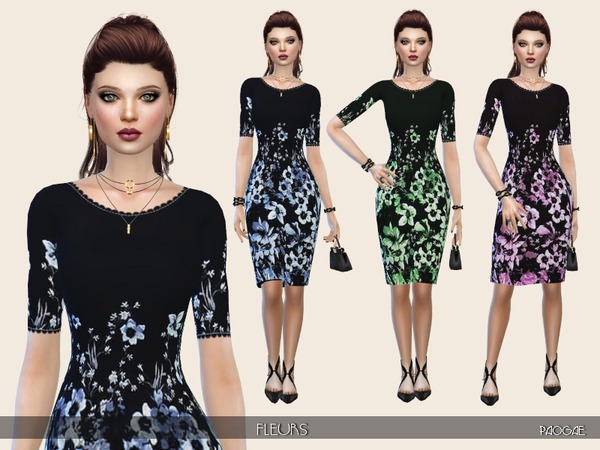 Sims 4 Fleurs dress by Paogae at TSR