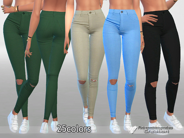 Sims 4 High Waisted Skinny Jeans by Pinkzombiecupcakes at TSR