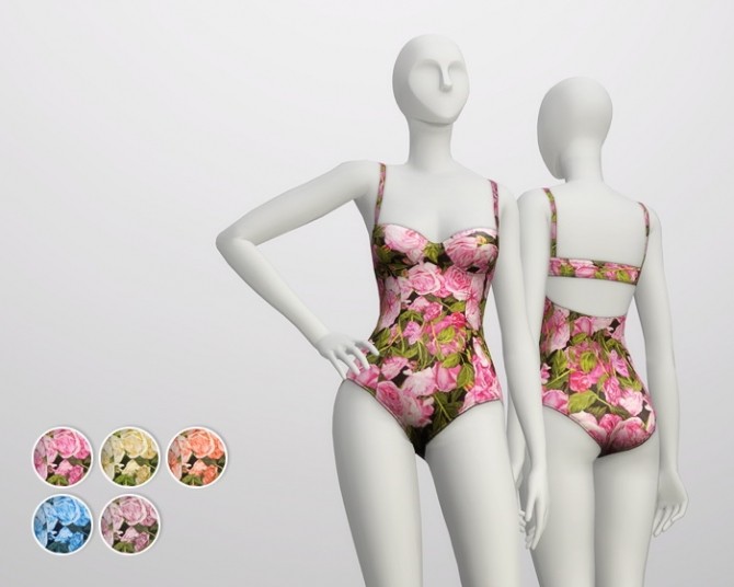 Sims 4 Printed floral swimsuit at Rusty Nail