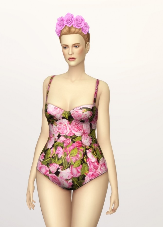 Sims 4 Printed floral swimsuit at Rusty Nail