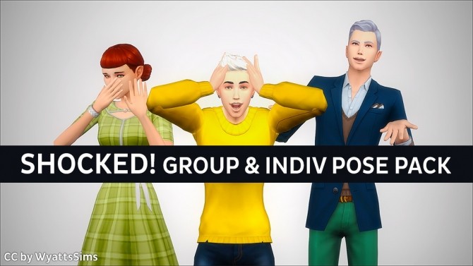 Sims 4 Shocked Group & Individual Poses by WyattsSims at SimsWorkshop