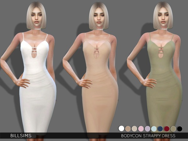Sims 4 Bodycon Strappy Dress by Bill Sims at TSR