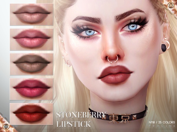 Sims 4 Stoneberry Lipstick N118 by Pralinesims at TSR