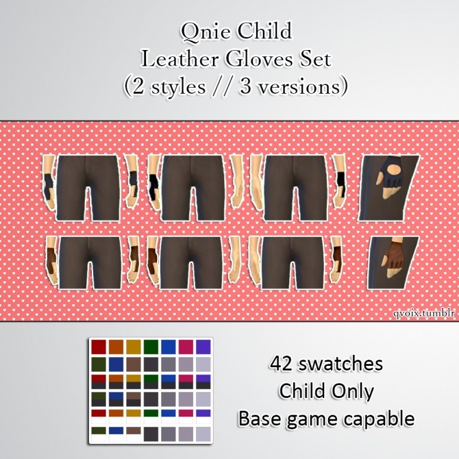 Sims 4 Qnie Child Leather Gloves Set at qvoix – escaping reality