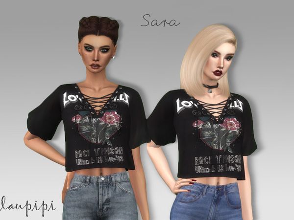 Sims 4 Sara t shirt by laupipi at TSR