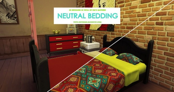 Sims 4 Neutral Double Bedding Collection at Onyx Sims