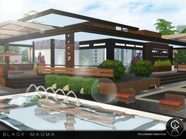 Sims 4 Black Magma house by Pralinesims at TSR
