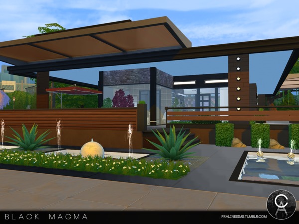 Sims 4 Black Magma house by Pralinesims at TSR