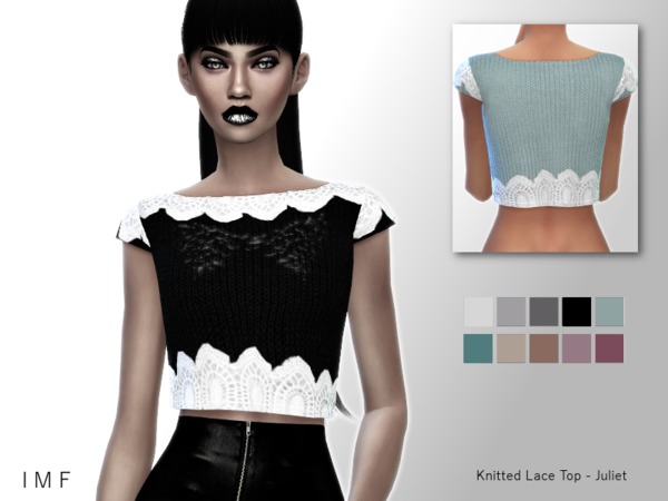 Sims 4 IMF Knitted Lace Top Juliet by IzzieMcFire at TSR