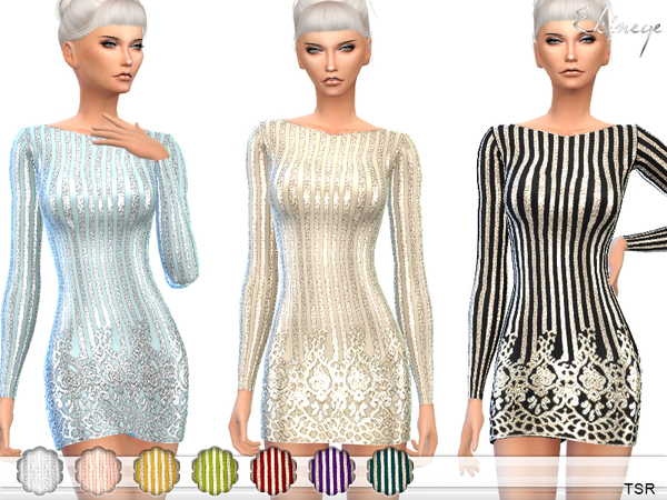 Sims 4 All Over Embellished Bodycon Dress by ekinege at TSR
