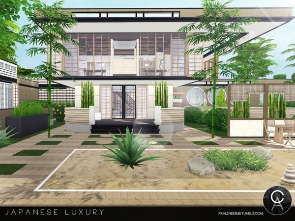 Sims 4 Japanese Luxury house by Pralinesims at TSR