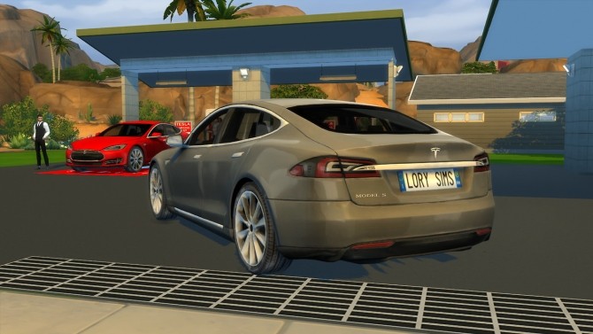 Sims 4 Tesla Model S at LorySims