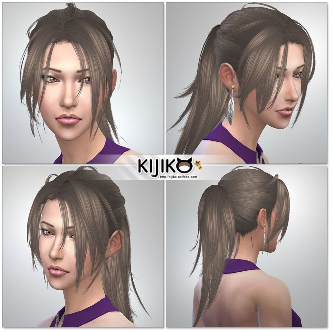 Sims 4 Hototogisu hair TS3 to TS4 conversion at Kijiko
